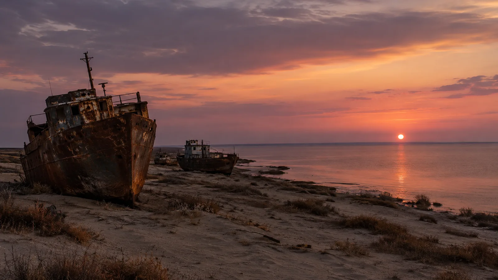 Moynaq Ship Cemetery and Aral Sea